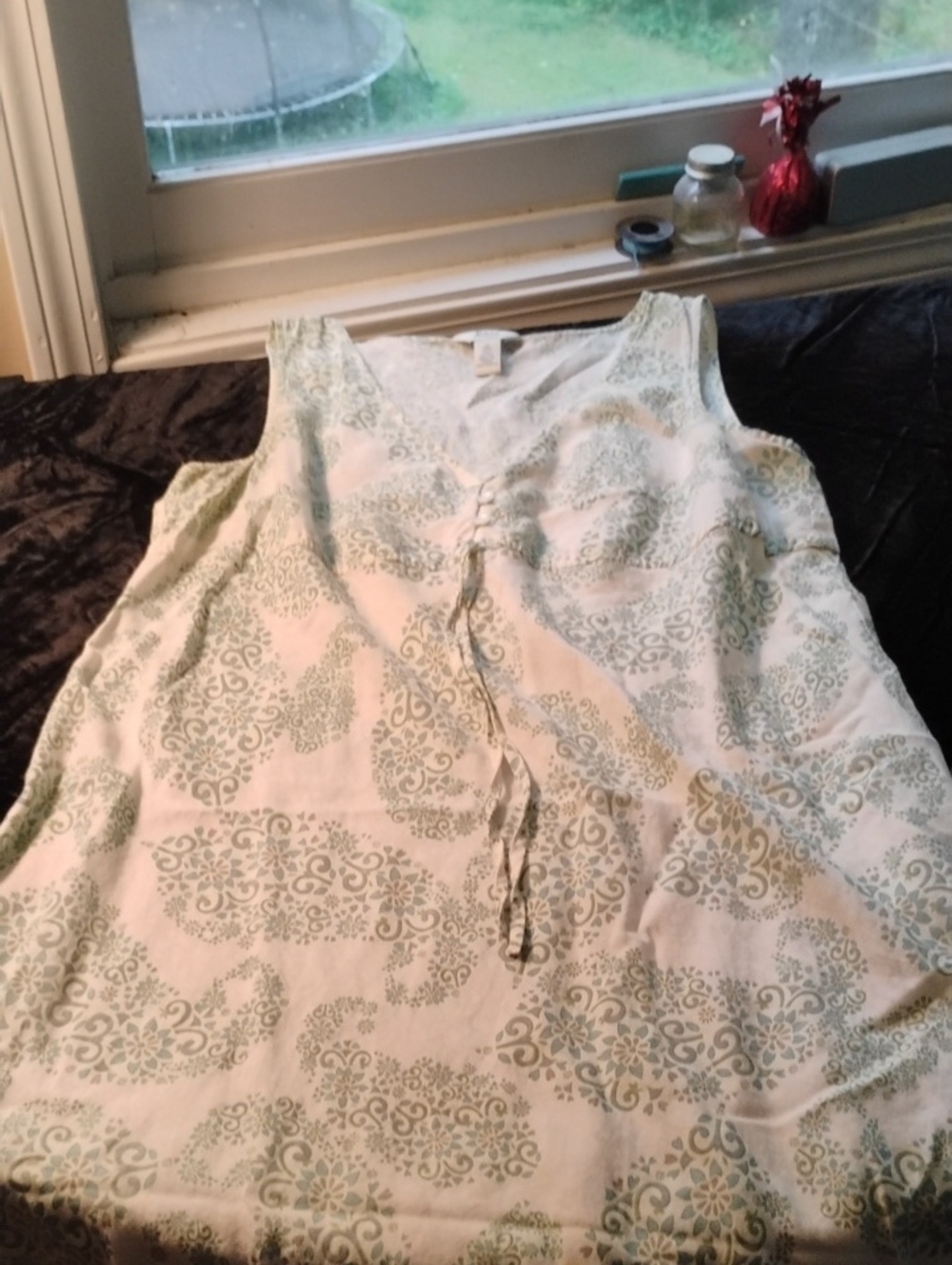 Bass Light Green Patterned Tie-Front Camisole